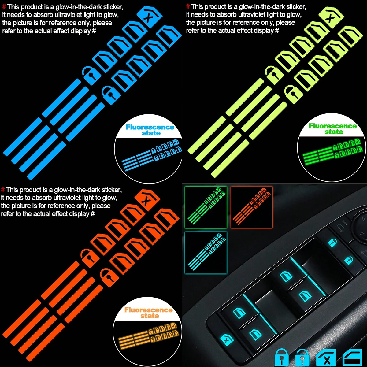Car Accessories For Inside - 18 шт. светящихся наклеек для кнопок